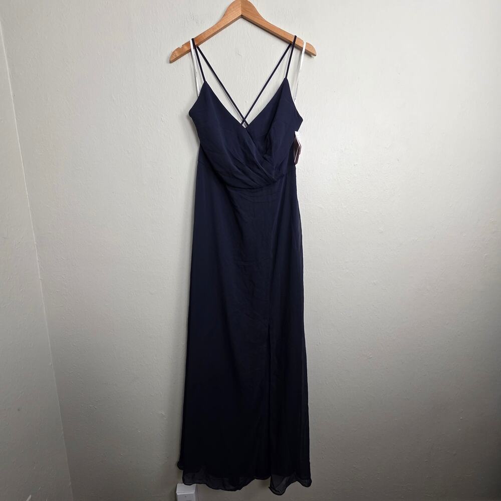 NWT Thread Criss Cross Back Chiffon Mermaid Wrap Dress Midight Blue 12